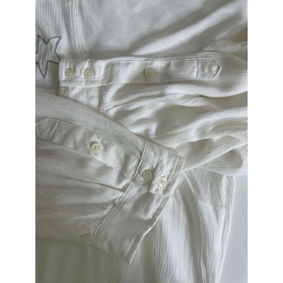 Torrid Taylor Shirt Size 5X White Gauze Silver Star Button Front Relaxed New NWt - Picture 10 of 12